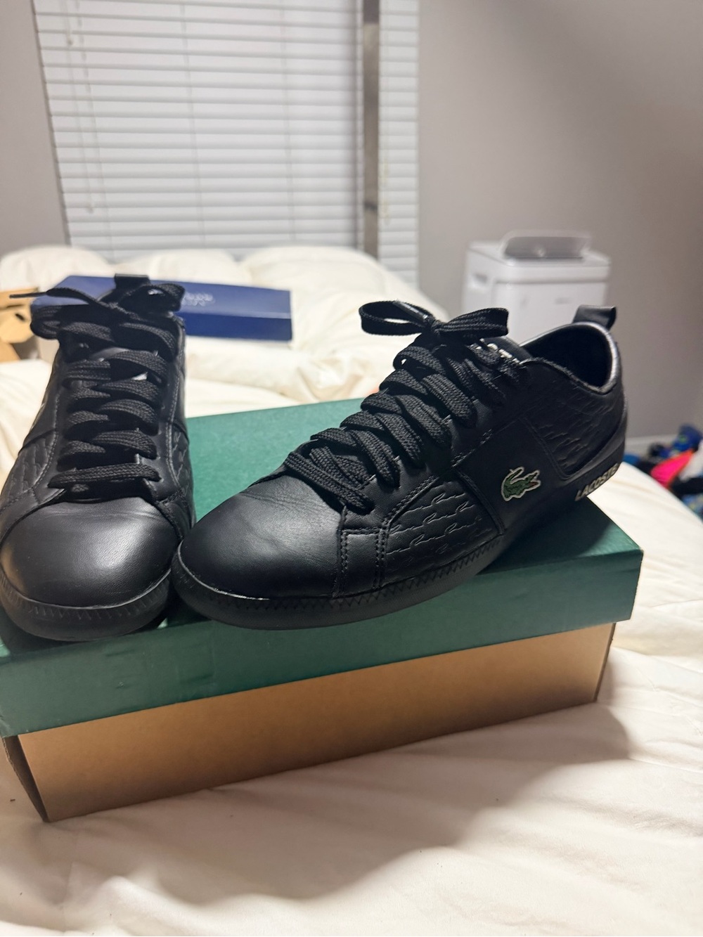 Lacoste Observe E Men’s Size 8.5 Black Leather Sneakers Crocodile